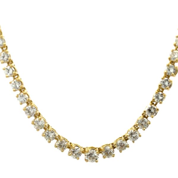 18K Yellow Gold Diamond Tennis Necklace Hudson Valley Goldsmith New Paltz, NY