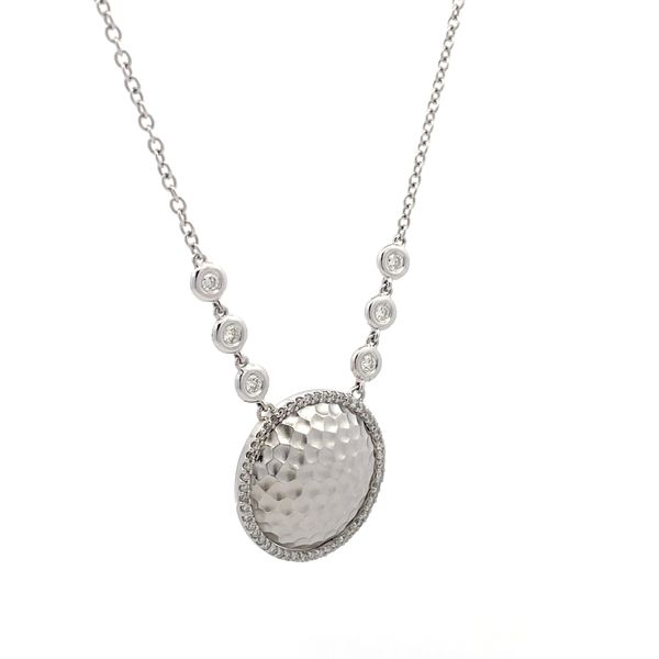 18K White Gold Diamond Circle Necklace Image 2 Hudson Valley Goldsmith New Paltz, NY