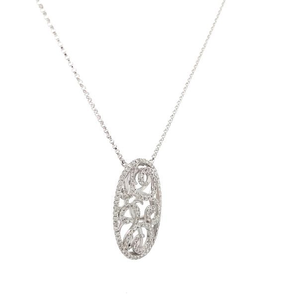 18K White Gold Swirl Design Diamond Necklace Image 2 Hudson Valley Goldsmith New Paltz, NY