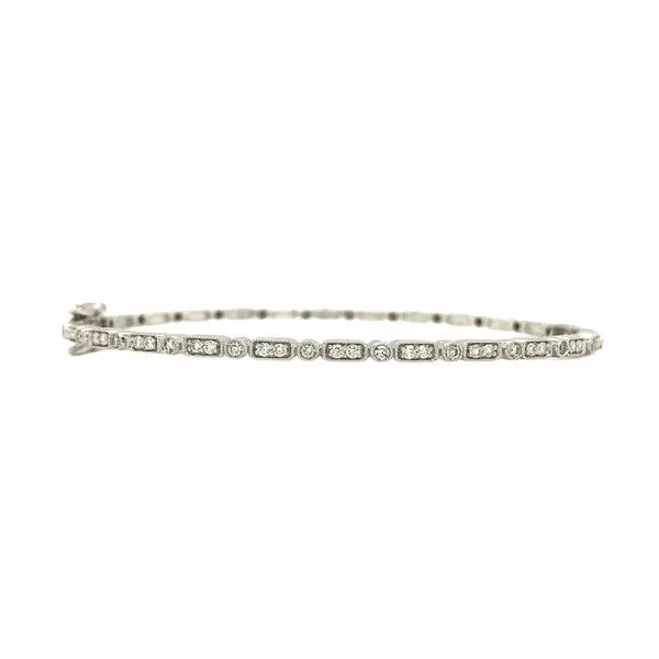 14k White Gold Bangle Bracelet with.38ctw Diamonds Hudson Valley Goldsmith New Paltz, NY