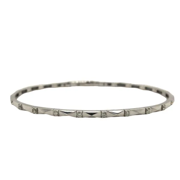14K White Gold 0.17 Ctw Diamond flex Bracelet With Titanium Spring Wire Core Hudson Valley Goldsmith New Paltz, NY