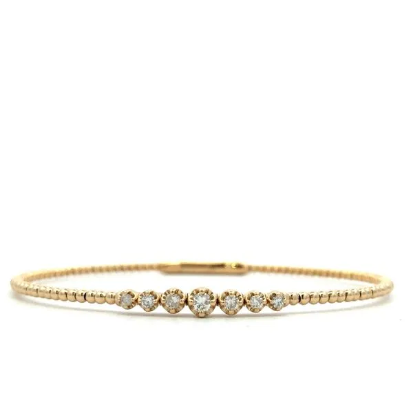 14K Yellow Gold Diamond Flex Bangle Bracelet Hudson Valley Goldsmith New Paltz, NY
