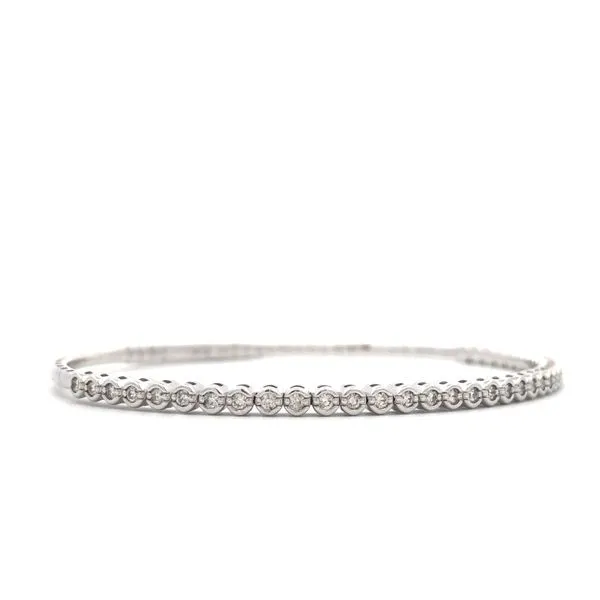 14K White Gold Diamond Flex Bangle Bracelet Image 2 Hudson Valley Goldsmith New Paltz, NY