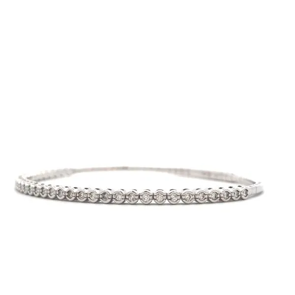 14K White Gold Diamond Flex Bangle Bracelet Image 3 Hudson Valley Goldsmith New Paltz, NY