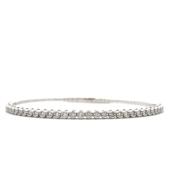 14K White Gold Diamond Flex Bangle Bracelet Hudson Valley Goldsmith New Paltz, NY