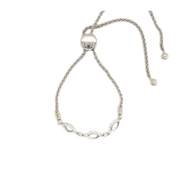 Sterling Silver Diamond Open Oval Bracelet Image 2 Hudson Valley Goldsmith New Paltz, NY