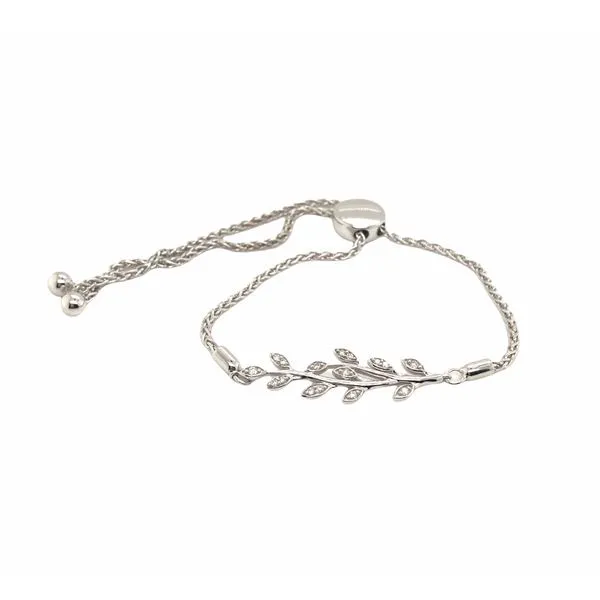 Sterling Silver Diamond Leaf Design Bracelet Image 2 Hudson Valley Goldsmith New Paltz, NY