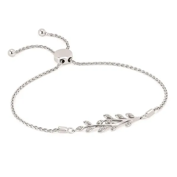 Sterling Silver Diamond Leaf Design Bracelet Hudson Valley Goldsmith New Paltz, NY