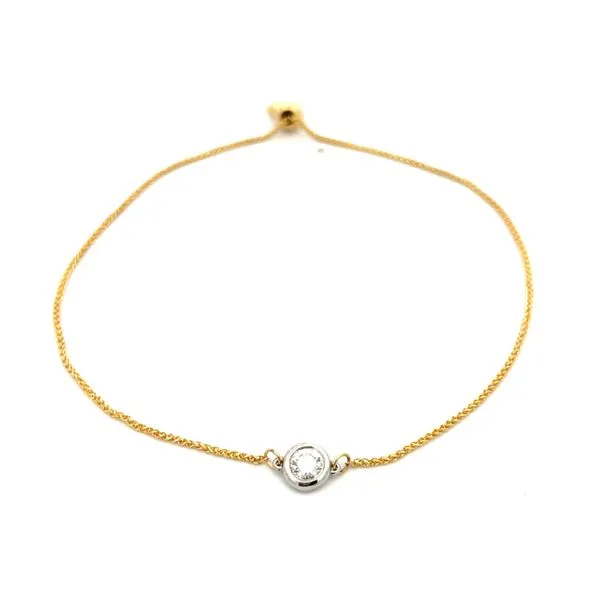 14K Yellow & White Gold Bezel Set Diamond Bracelet Hudson Valley Goldsmith New Paltz, NY