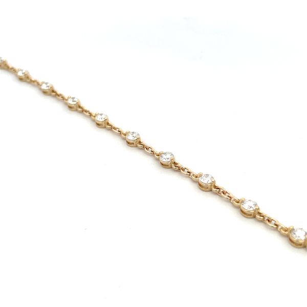 14K Yellow Gold Diamond Tennis Chain Bracelet Image 2 Hudson Valley Goldsmith New Paltz, NY