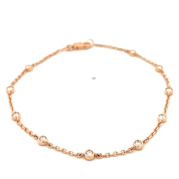 18 Karat Rose Gold Diamond Chain Bracelet Hudson Valley Goldsmith New Paltz, NY