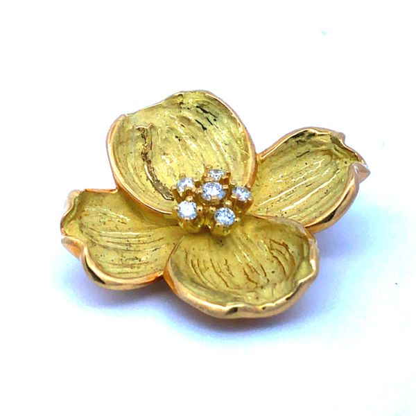 Tiffany & Co. 18Kt Yellow Gold Dogwood Flower Diamond Pin Hudson Valley Goldsmith New Paltz, NY