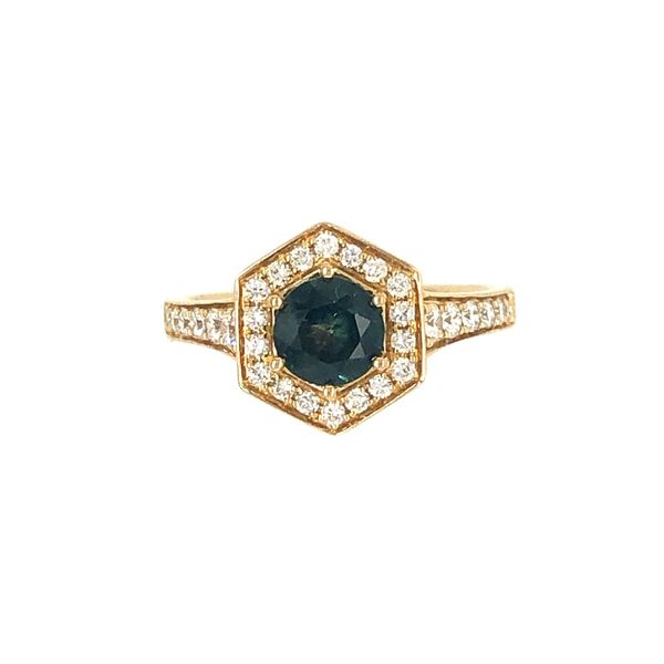 14k yellow gold 0.45cttw diamond and 1ct montana sapphire ring Hudson Valley Goldsmith New Paltz, NY