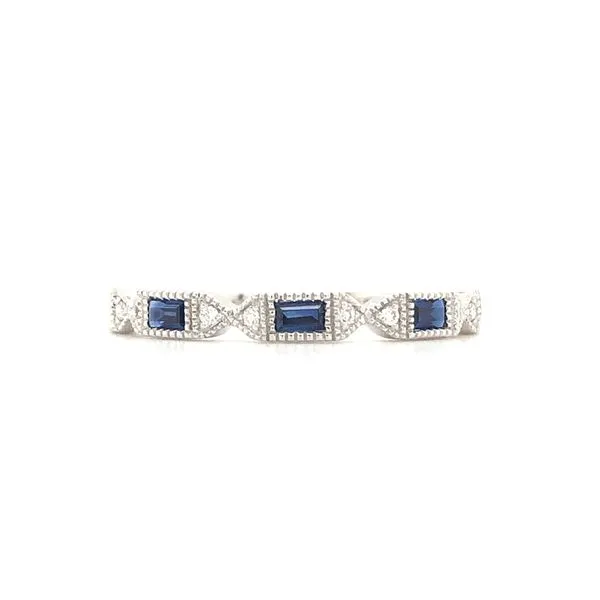 14K White Gold Wedding Band with Sapphires and Diamonds Hudson Valley Goldsmith New Paltz, NY