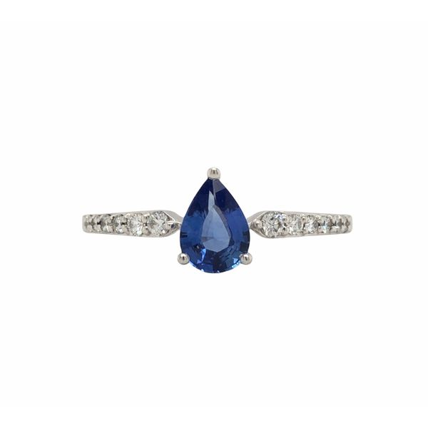 14K White Gold Tear Drop Sapphire Ring Hudson Valley Goldsmith New Paltz, NY