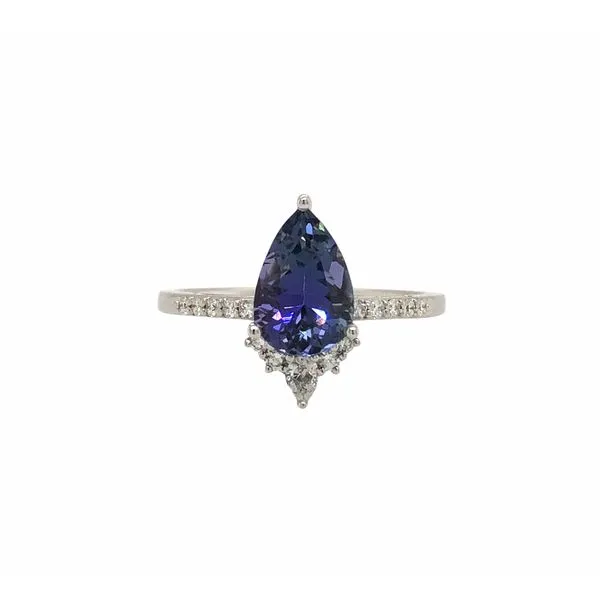 14k white gold ring featuring 1.87ct tear drop 