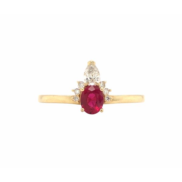 14Kt Yellow Oval Red Ruby and Diamond Ring Hudson Valley Goldsmith New Paltz, NY