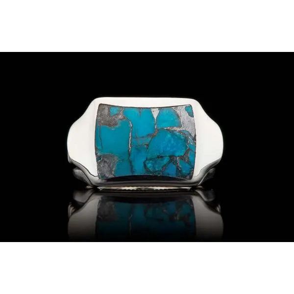 The Sleek Ring with Turquoise Inlay. Top features a bold inlay across the finger, hand-polished in your favorite inlay choice fr Hudson Valley Goldsmith New Paltz, NY