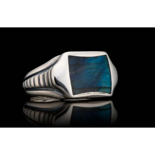 The Sleek Ring with Labrdorite Inlay.Top features a bold inlay across the finger, hand-polished in your favorite inlay choice fr Image 2 Hudson Valley Goldsmith New Paltz, NY