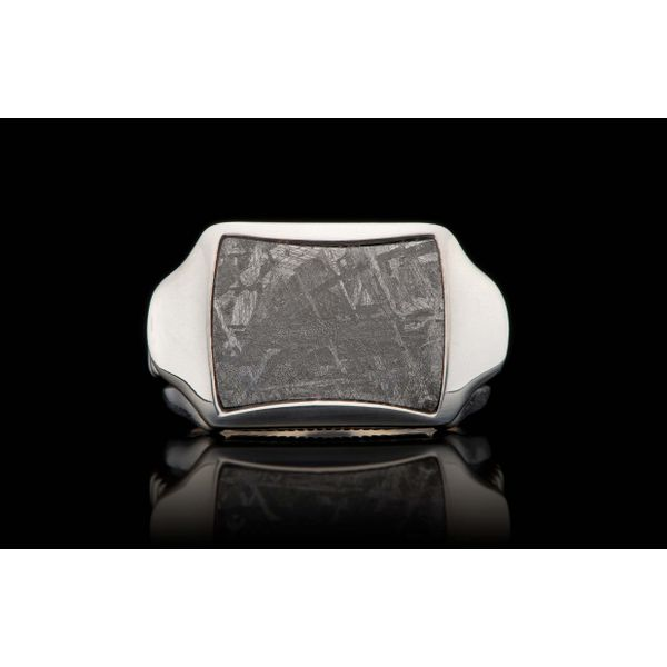 The Sleek Ring with Meteorite Inlay.Top features a bold inlay across the finger, hand-polished in your favorite inlay choice fro Hudson Valley Goldsmith New Paltz, NY