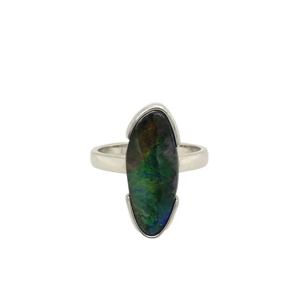 Silver Australian Boulder Opal Ring Hudson Valley Goldsmith New Paltz, NY