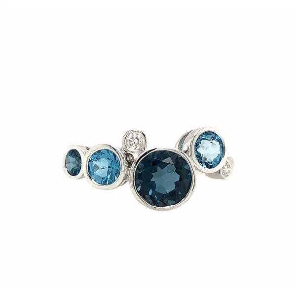 14k White Gold 1.4ctw london blue topaz & 0.05ctw diamond ring Hudson Valley Goldsmith New Paltz, NY