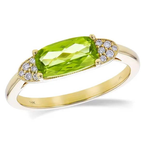 14K Yellow Gold Ring With 1.32 Peridot And 0.09 Diamondson The Sides Hudson Valley Goldsmith New Paltz, NY