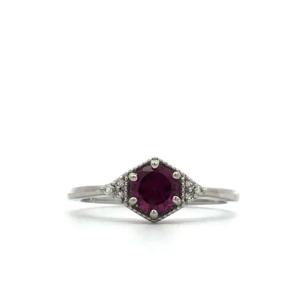 14K Yellow Gold Rhodilite Garnet Ring with Diamond Accents Hudson Valley Goldsmith New Paltz, NY