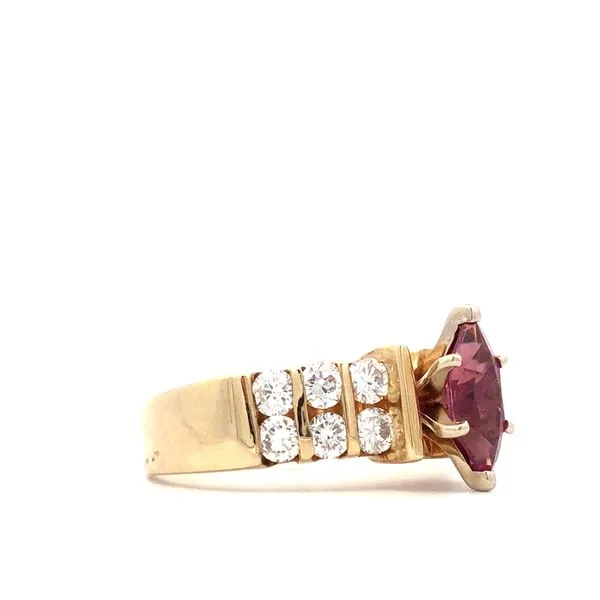 14K Yellow Gold Marquise Rhodalite Garnet Ring Image 3 Hudson Valley Goldsmith New Paltz, NY