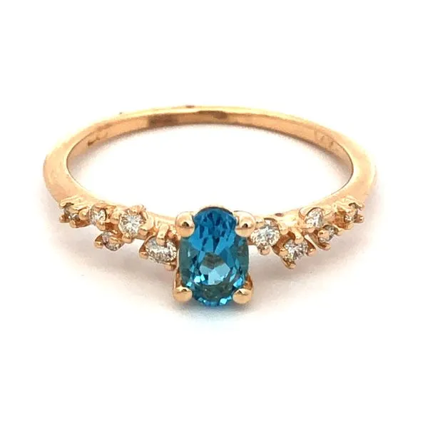 14Kt Yellow Gold Blue Topaz and Diamond Ring Hudson Valley Goldsmith New Paltz, NY