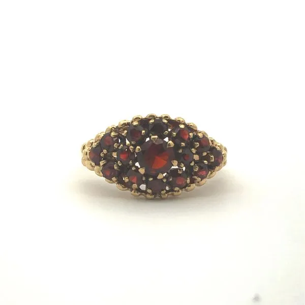 Estate 18K Yellow Gold Garnet Cluster Ring Hudson Valley Goldsmith New Paltz, NY