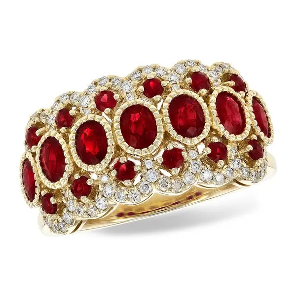 14K Yellow Gold Ring With 1.90 Ctw Of Rubies & 0.25 Ctw Diamonds Hudson Valley Goldsmith New Paltz, NY