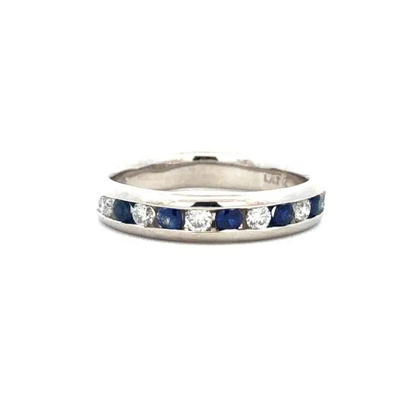 Estate 18K White Gold Diamond and Sapphire Band Hudson Valley Goldsmith New Paltz, NY