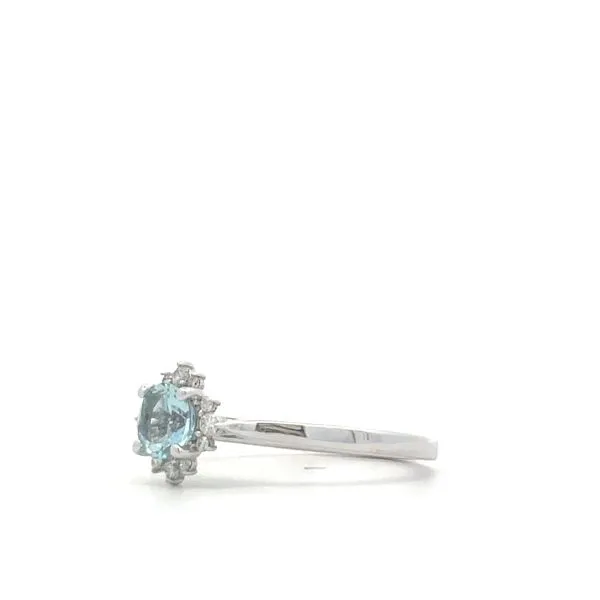 14K White Gold Diamond and Aquamarine Ring Image 3 Hudson Valley Goldsmith New Paltz, NY