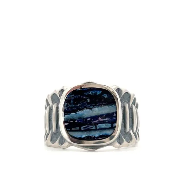 Sterling Silver Blue Mammoth Tooth Inlay Ring Hudson Valley Goldsmith New Paltz, NY
