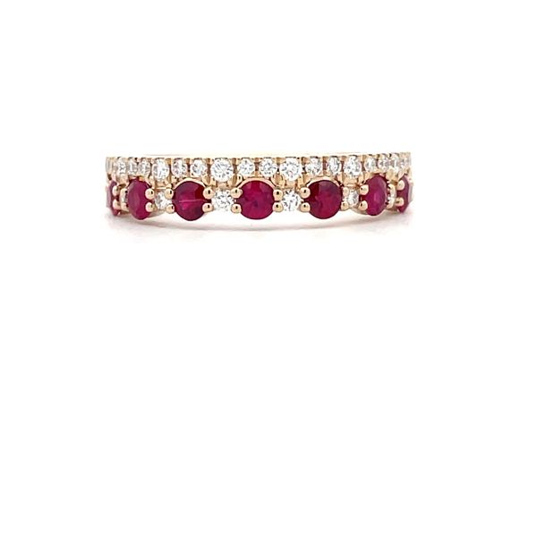 14K Yellow Gold Ruby and Diamond Band Ring Hudson Valley Goldsmith New Paltz, NY