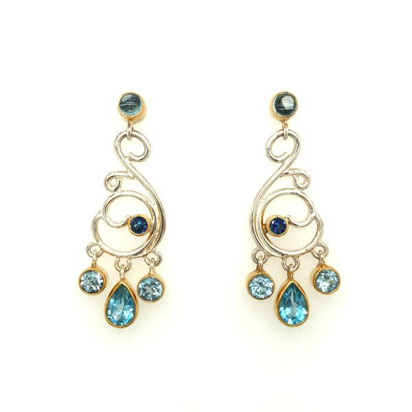 Sterling silver 22k vermeil all tanzanite and blue topaz earrings Hudson Valley Goldsmith New Paltz, NY