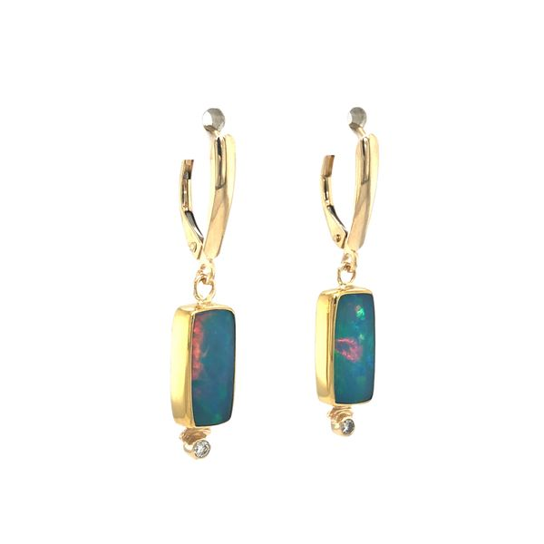 22K/14K Yellow Gold Ethiopian Opal and Diamond Earrings Image 2 Hudson Valley Goldsmith New Paltz, NY