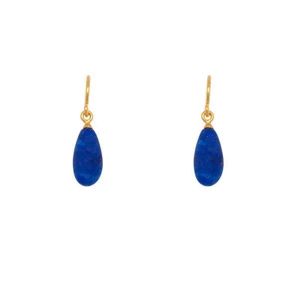 Matte Lapis French Wire Earrings Fair Trade 24K Gold Vermeil Hudson Valley Goldsmith New Paltz, NY