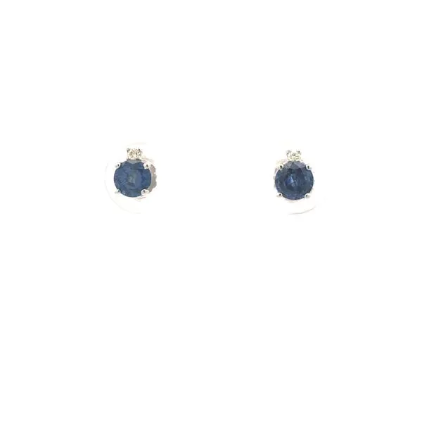 Add a pop of color to your outfit with these 14K White Gold Stud Earrings. Featuring a 4mm round Blue Sapphire gemstone and a 0.02ct Diamond accent, these earrings are both elegant and eye-catching. The white gold setting complements the vibrant blue sapp Hudson Valley Goldsmith New Paltz, NY