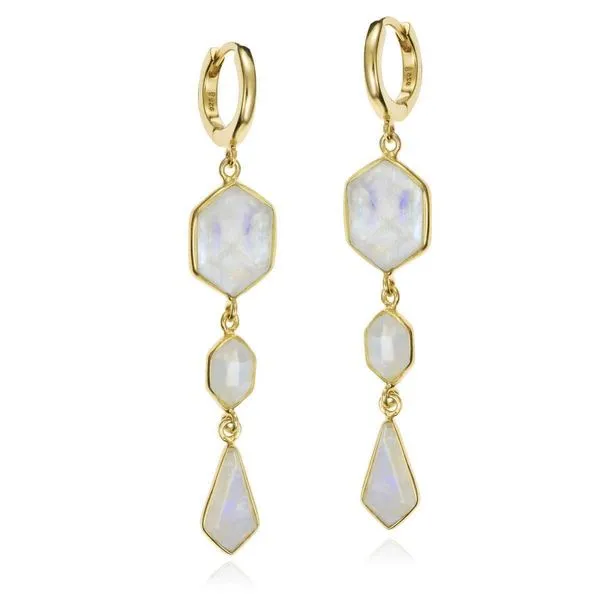 Sterling Silver Rainbow Moonstone Earrings with 18Kt Gold Vermeil Hudson Valley Goldsmith New Paltz, NY