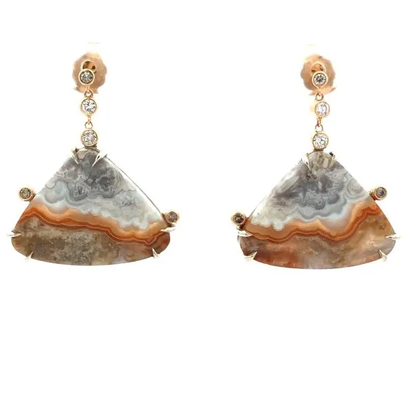 Dangle Post Earrings with Bezel Set Round Diamonds Hudson Valley Goldsmith New Paltz, NY