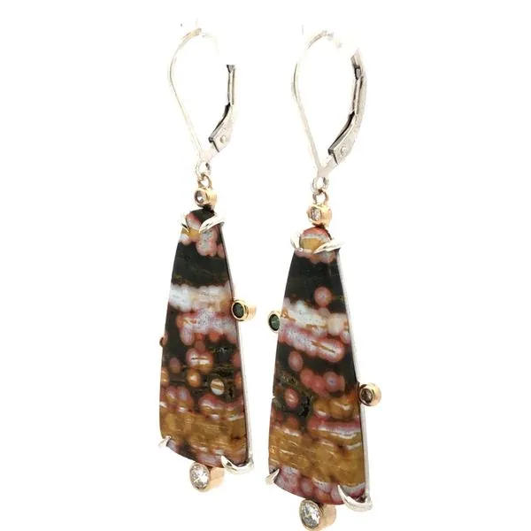 Ocean Jasper Silver Leverback Earrings Image 2 Hudson Valley Goldsmith New Paltz, NY
