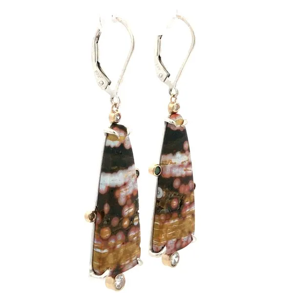 Ocean Jasper Silver Leverback Earrings Image 3 Hudson Valley Goldsmith New Paltz, NY