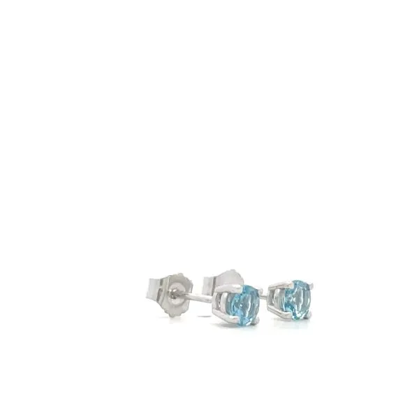 Aquamarine White Gold Post Earrings Image 2 Hudson Valley Goldsmith New Paltz, NY