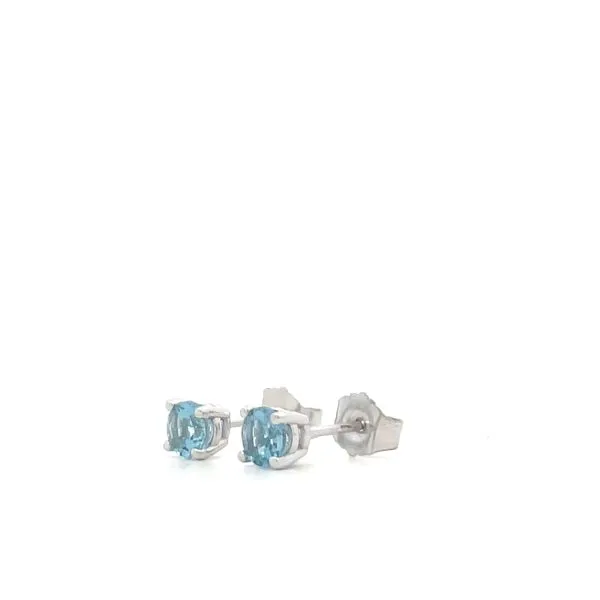 Aquamarine White Gold Post Earrings Image 3 Hudson Valley Goldsmith New Paltz, NY