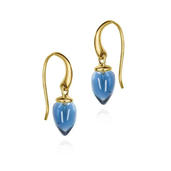Iolite Earrings in Sterling Silver and 18K Gold Vermeil Hudson Valley Goldsmith New Paltz, NY