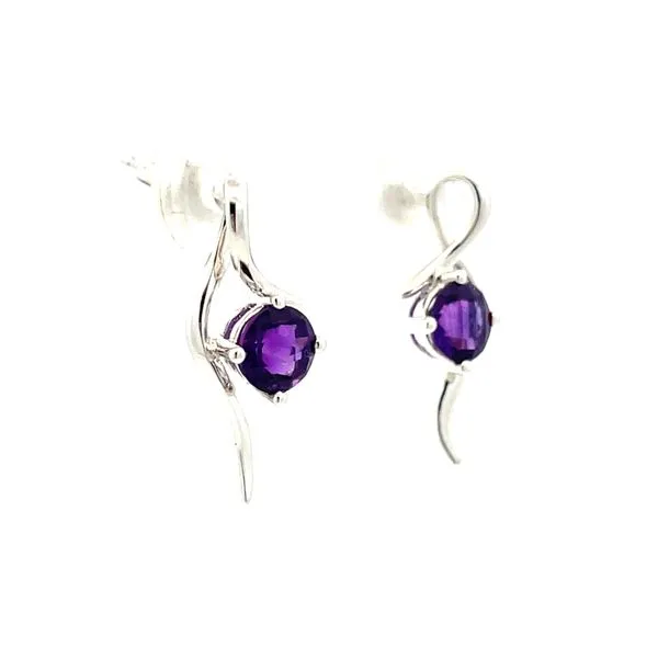Amethyst Open Twist Design Earrings Image 2 Hudson Valley Goldsmith New Paltz, NY