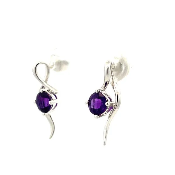 Amethyst Open Twist Design Earrings Image 3 Hudson Valley Goldsmith New Paltz, NY