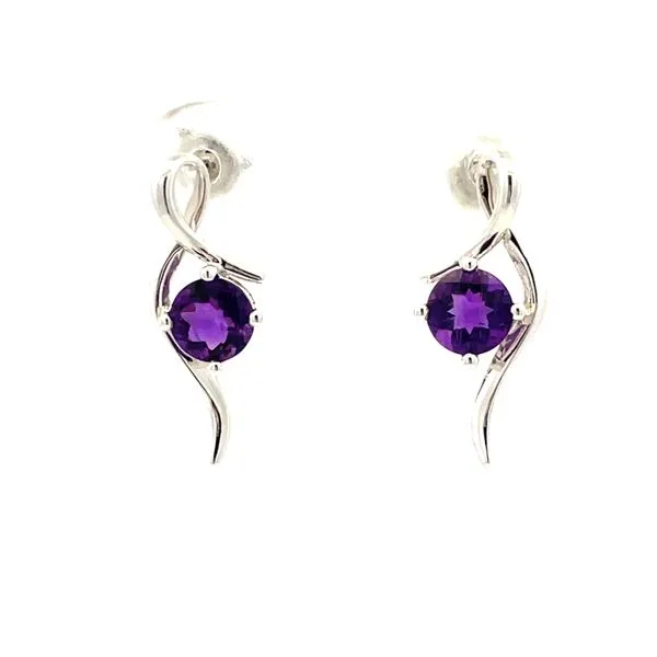 Amethyst Open Twist Design Earrings Hudson Valley Goldsmith New Paltz, NY